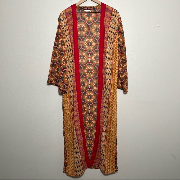 Dalin Women Duster Kimono Top Large Paisley Art Maxi Robe Hippie Boho 70s Groovy - Picture 1 of 8